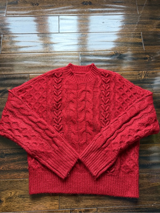 Abercrombie & Fitch Sweaters - Abercrombie & Fitch Red Cable Crewneck Sweater